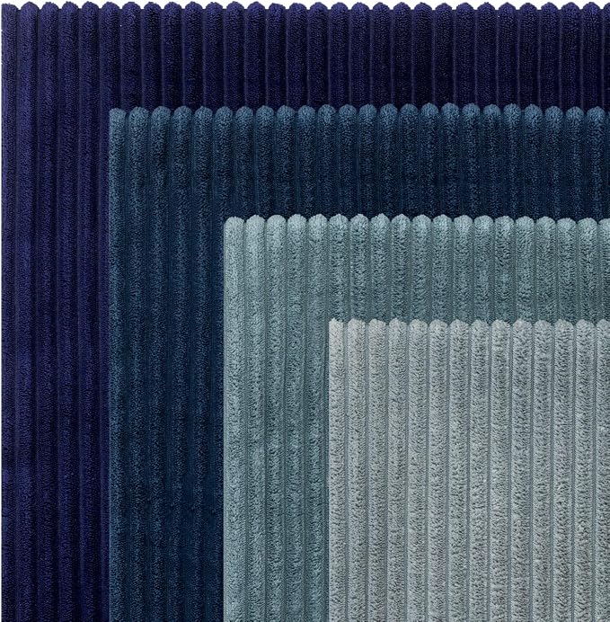 EMEMA Coastal Blue Decorative Throw Pillow Covers 18x18 Inch Set of 4 Boho Farmhouse Corduroy Striped Square Pillow Case,Western Modern Cushion Covers for Couch Bed Livingroom Home Decor