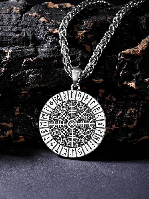 Viking Necklace for Men 925 Sterling Silver Norse Viking Pendant Norse Jewelry for Dad Husband, w/Stainless Steel Chain 22"+2"