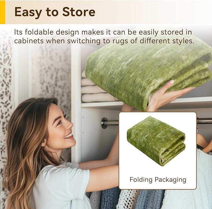 RELEANY Washable Area Rugs 9'x12' Non-Slip Modern Abstract Soft for Living Room Entryway Bedroom Kitchen, Print Pattern, Grass Green