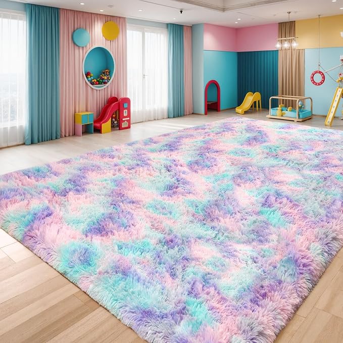 Sour Lemon Area Rugs 9x12 Living Room Bedroom,Large Fluffy Shag Rug | Shaggy Carpet, Soft Plush Furry Bedside Rugs, Anti Slip, Washable Area Modern Rugs Floor Mat for Kids Girls Boys Living Room