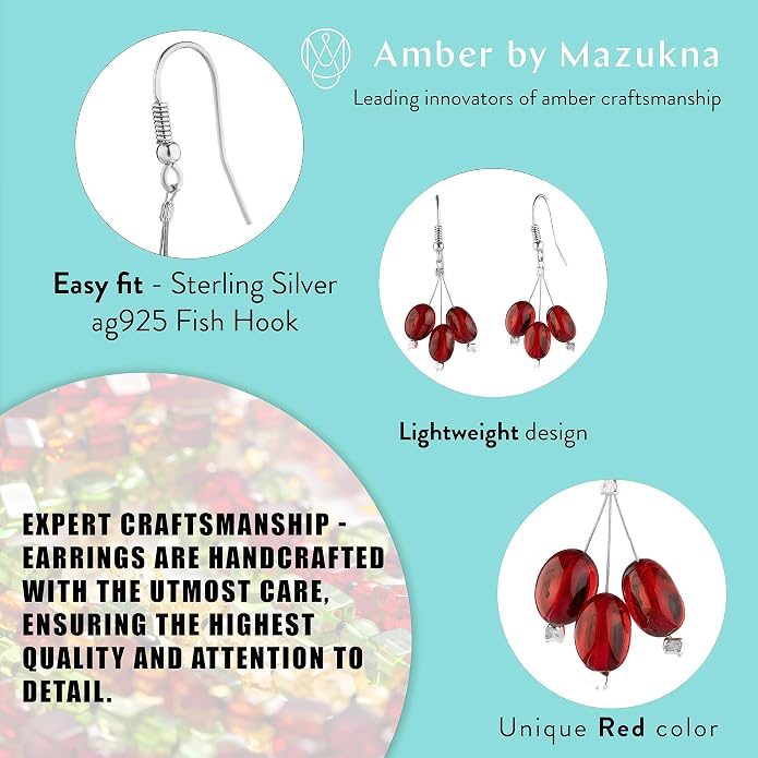 Pull-Through Earrings, Amber Jewelry, Faceted Sparkling Amber Earrings - Parent