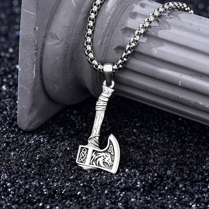 Viking Necklace for Men 925 Sterling Silver Norse Viking Pendant Norse Jewelry for Dad Husband, w/Stainless Steel Chain 22"+2"