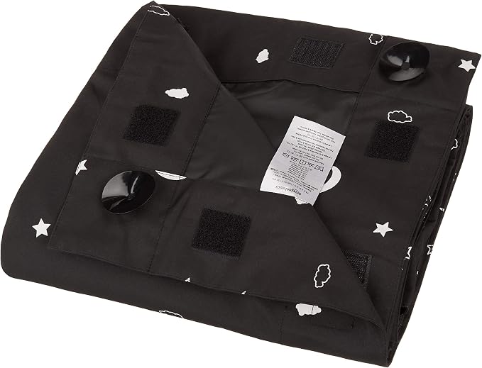 Amazon Basics Portable Blackout Curtain Shade with Suction Cups for Window, Noise Reducing, Energy Saving, 50"W x 78"L, Moon and Stars, 2-Pack