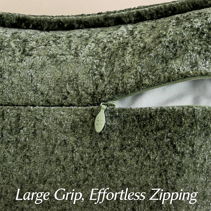 a moment Throw Pillow Covers 24X24 Inch 4 Packs,Soft Velvet Decorative Pillow Cases with 3D Ice Flower,Texture Modern Accent Cushion Covers for Sofa Couch Home Decor Moss Green