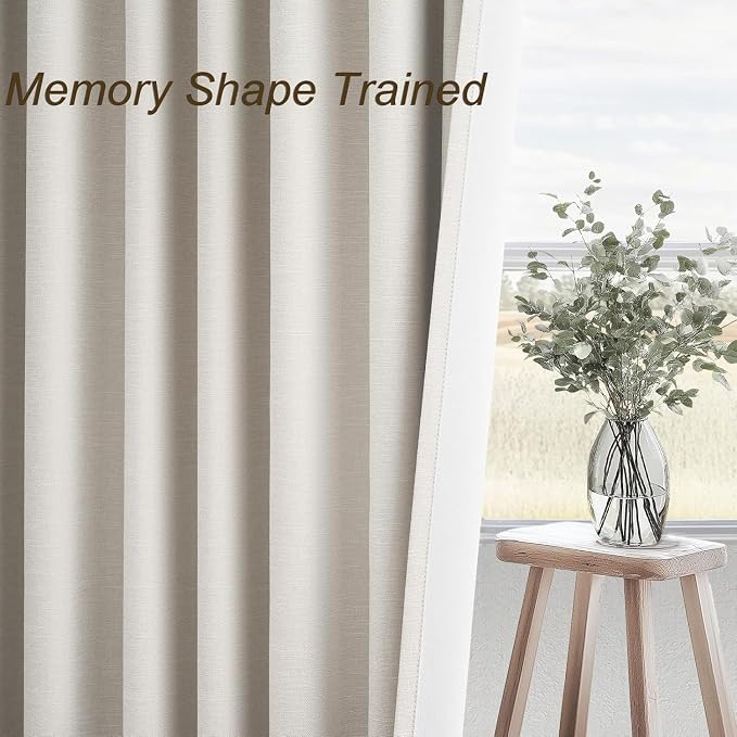 Cream Birch Blackout Curtains 72 Inches Extra Wide for Living Room 70 Inch Large Window Treatment Ivory Bedroom Window Curtain 84 Inch Long Thermal Room Darkening Heavy Drapes (72"W x 84"L 1 Panel)