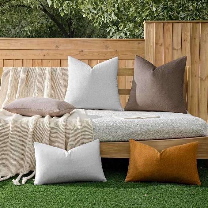 a moment Waterproof Throw Pillow Covers Set of 4,20x12 Inch Outdoor Stain Resistant Pet Friendly Pillowcases Cushion Covers for Patio Sofa and Living Room,Earth's Rhythm