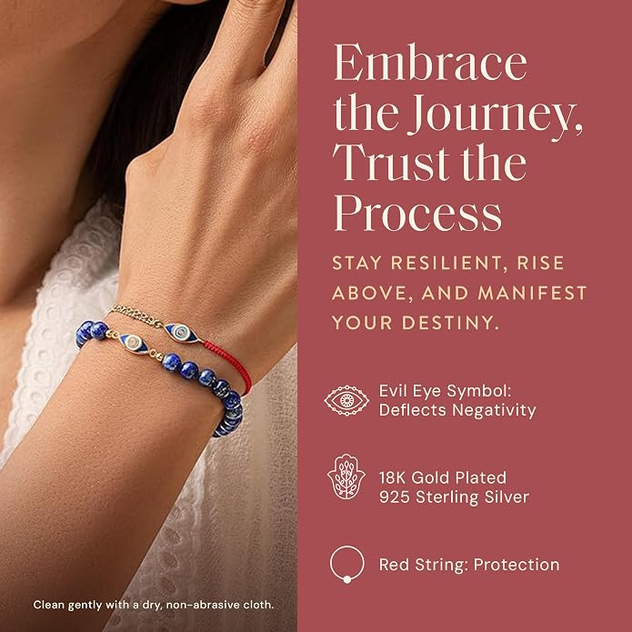 KARMA AND LUCK Adjustable Red String Bracelet, 18K Charm for Women, Handmade in Bali for Luck & Success