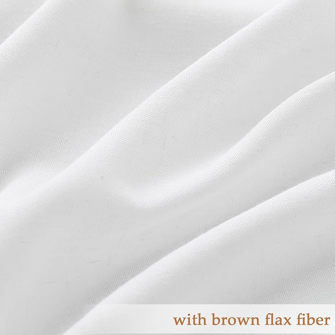 White Linen Curtains 84 Inches Long for Living Room Pinch Pleat with Hooks for Track System Back Tab Cotton Textured Drape Light Filtering Semi Sheer Off White Bedroom Window Curtain 84 Inch Length