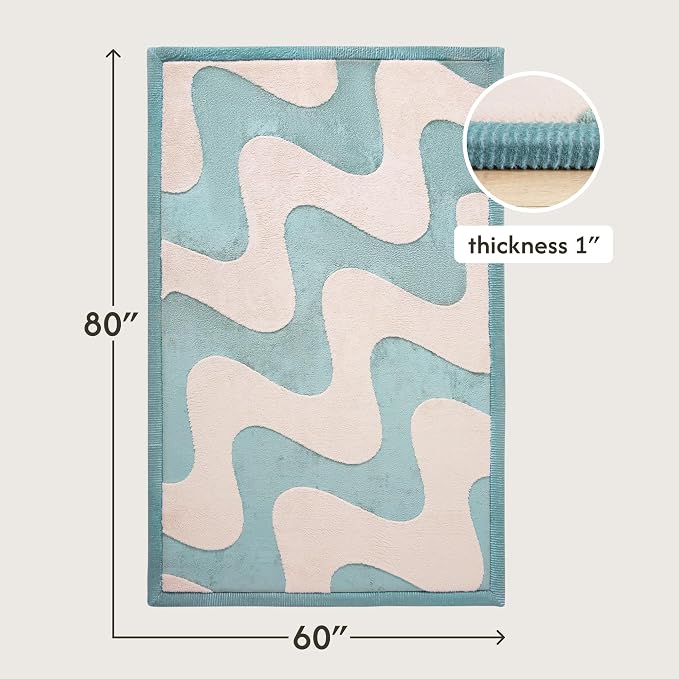 Hakuna Matte CloudRise Baby Play Mat for Floor 60" x 80" Waves | Coral Velvet high-density foam Rug for Crawling & Cozy Play – Non-Slip, Water-Resistant, Easy-CareTummy Time Mat