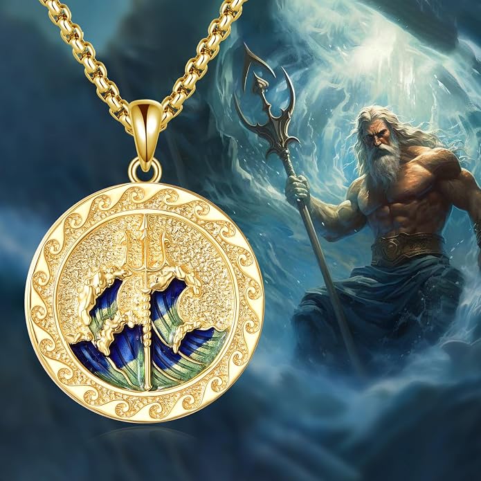 Poseidon/Athena/Apollo/Valhalla/Norse Viking Necklace 925 Sterling Silver Pendant Necklace for Men Greek/Norse Viking Amulet Jewelry Gifts