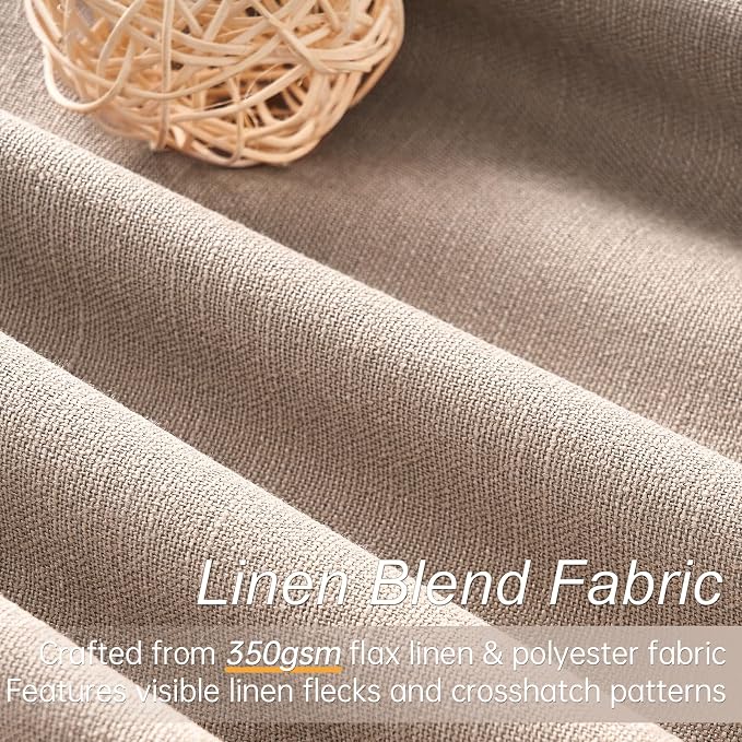Topfinel 92 inch Long Blackout Curtains 2 Panels Set Neutral Beige Window Drapes 100% Blackout Linen Curtain with Back Tab Rod Pocket Sunlight Blocking Thermal Insulated Panel for Bedroom Living Room