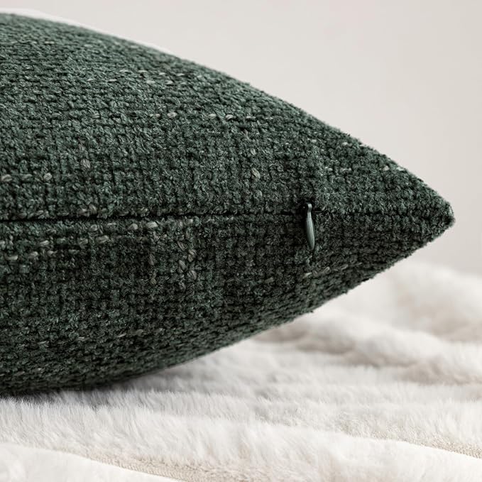 20x20 Chenille Throw Pillow Covers, Pack of 4, Neutral Yellow/Green Series