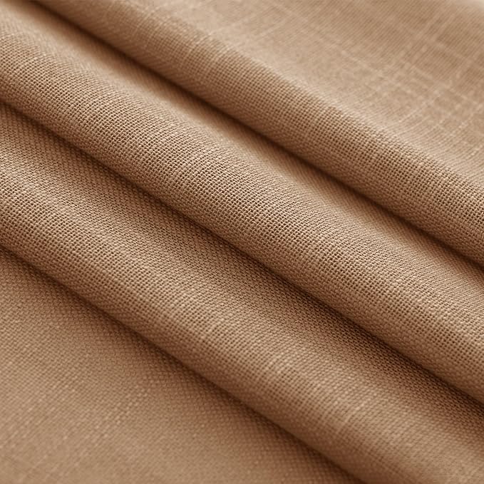 Brown Curtains for Living Room Back Tab Modern Farmhouse Semi Sheer Curtains 84 inches Long 2 Panels Set Muted Neutral Window Curtain for Dining Room Bedroom 52x84