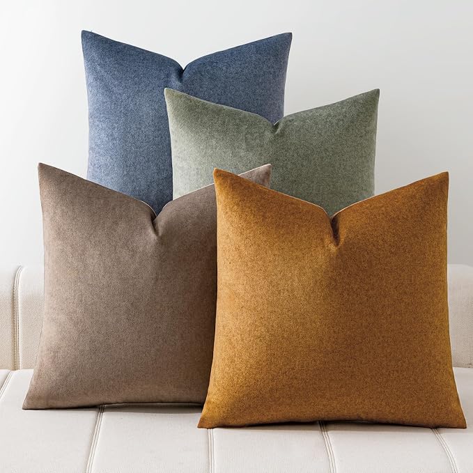 a moment Waterproof Throw Pillow Covers Set of 4,24x24 Inch Outdoor Stain Resistant Pet Friendly Pillowcases Cushion Covers for Patio Sofa and Living Room,Desert Grove