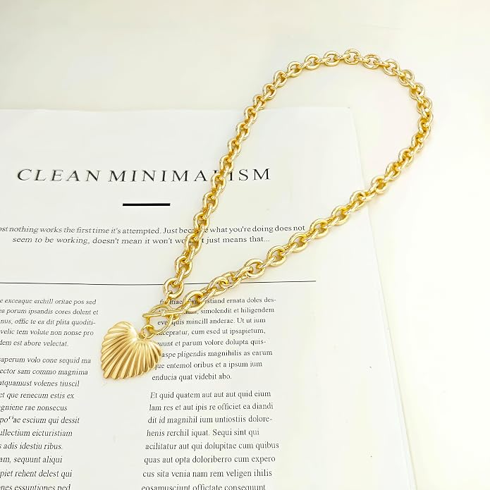 HERIER Cute Heart Necklace Dainty 18k Gold Plated Tiny Heart Pendant Choker Necklaces Small Gold Love Open Heart Chain Necklace for Women Simple Gold Necklace for Women Trendy Jewelry