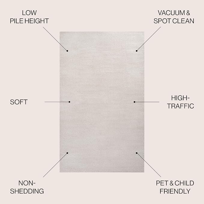 JONATHAN Y Haze Solid Low-Pile Ivory 5x8 Oval Indoor Area Rug, Coastal,Bohemian,Minimalist,Classic, Easy-Cleaning for Living Room,Bedroom,Kitchen,Pet Friendly,Non-Shedding (SEU100D-5OV)