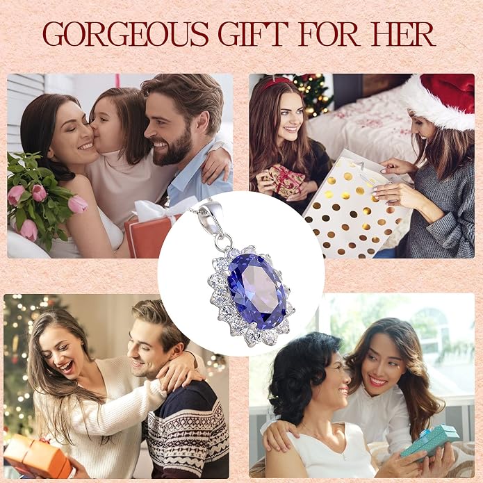 Wuziwen 925 Sterling Silver Princess Diana Kate Middleton Pendant Necklace for Women Jewelry Gift for Her