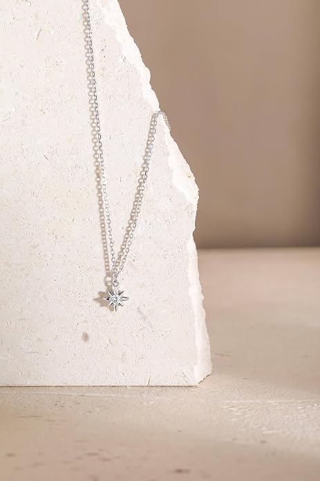 S.Leaf Gold Dainty Pendant Necklaces for Women Sterling Silver Gold Plated Layered Horizontal Vertical Bar Star Starburst Moon Cubic Zirconia Lariat Necklace for Women Trendy Gifts