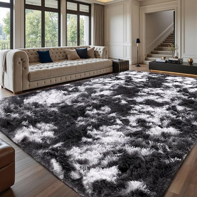 Sour Lemon 6x9 Area Rugs for Bedroom Living Room, Large Fluffy Shag Beige | Shaggy Carpet, Soft Plush Furry Bedside Rugs, Anti Slip, Washable Area Modern Rugs Floor Mat for Kids Girls Boys Living Room