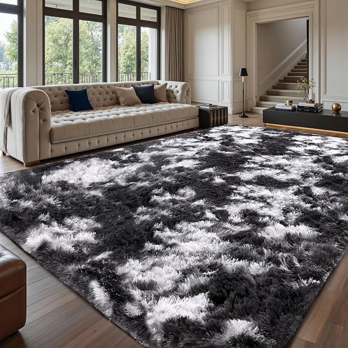 Sour Lemon 8x10 Area Rugs for Bedroom Living Room, Large Fluffy Shag Rug | Shaggy Carpet, Soft Plush Furry Bedside Rugs, Anti Slip, Washable Area Modern Rugs Floor Mat for Kids Girls Boys Living Room