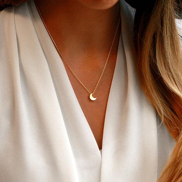 Collner 14K Gold Heart Pendant Necklace for Women Dainty Star Necklace Tiny Evil Eye Choker Necklace Boho Crescent Moon Necklace Minimalist Jewelry