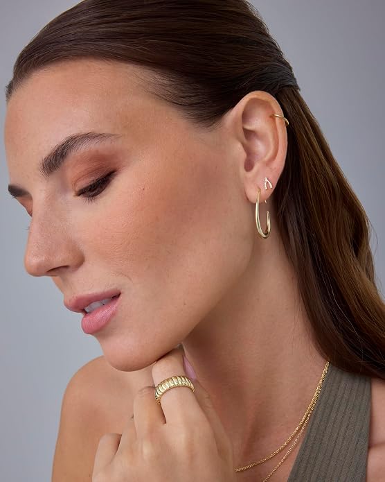 PAVOI 14K Gold Plated Dainty Flat Back Earrings for Women - Hypoallergenic Sterling Silver Posts Helix Cartilage Piercing Jewelry - Emoji Motif Bow Celestial Flatback Gold Stud Earrings Screw Back