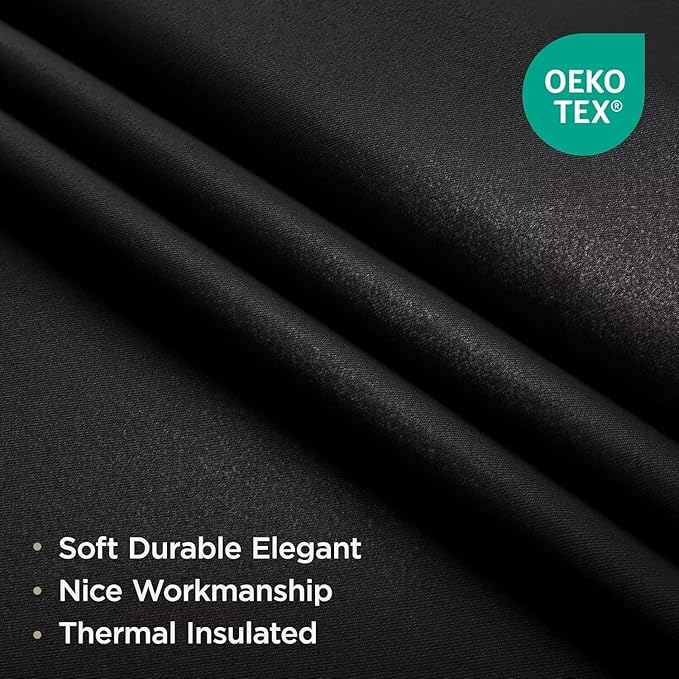 Joydeco 84 Inch Black Curtains 2 Panels Set, Blackout Curtains for Bedroom, Room Darkening Drapes for Living Room Window Rod Pocket Back Tab (W37 x L84 Inch, Black)