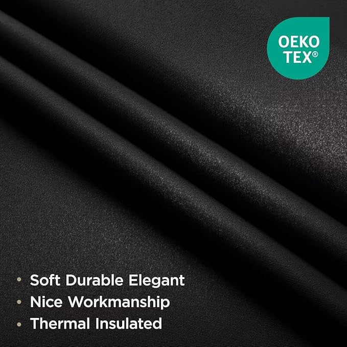 Joydeco 72 Inch Blackout Curtains for Bedroom, Black Out Curtains 72 Inch Long, Room Darkening Curtains & Drapes for Living Room Window Rod Pocket Back Tab (W52 x L72 Inch, Black)