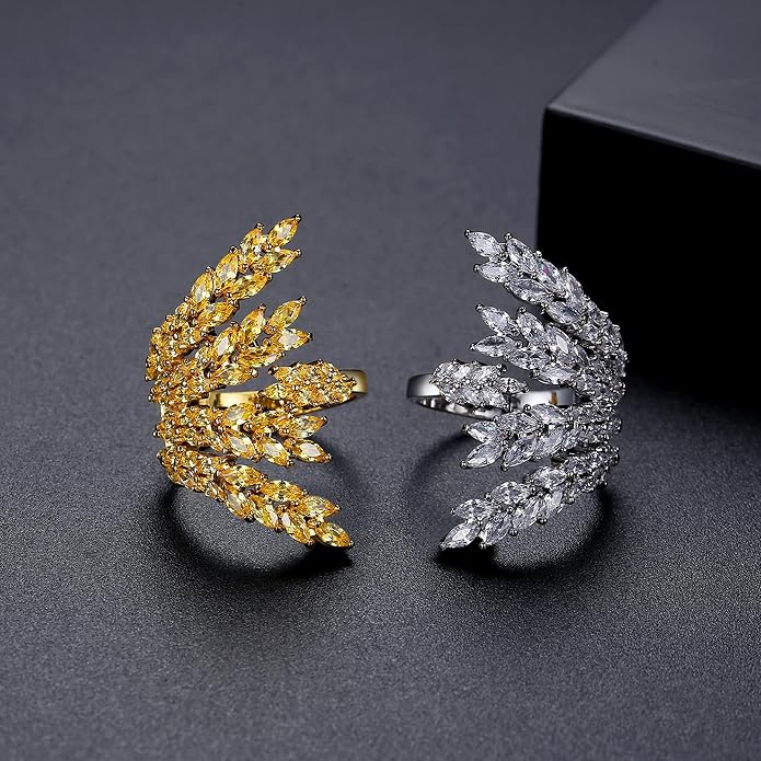 18K Gold Plated Rings for Women and Teen Girls Non Tarnish Cubic Zirconia Fidget Ring Butterfly/Snake/Mesh/Cross/Crown Knuckle Ring Open Adjustable Statement Stacking Chunky Rings