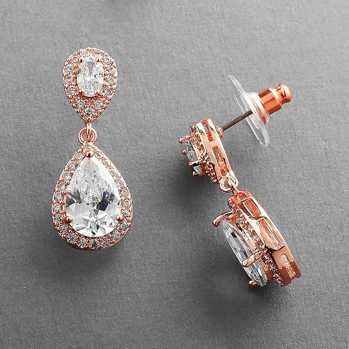 Mariell Cubic Zirconia Crystal Teardrop Dangle Bridal and Wedding Earrings, CZ Jewelry for Brides, Bridesmaids, Homecoming, Prom and Dressy Everyday Wear