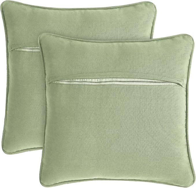 Boho Living Jada Decorative Throw, Includes Accent, Premium Woven Design, Living Room Décor, (2) 20" x 20" Pillow Cover with Insert, Sage Green