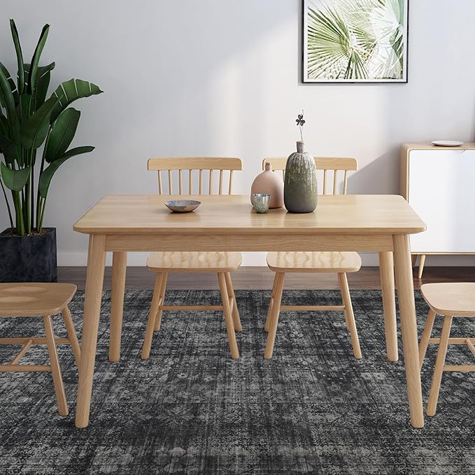 6x9 Vintage Washable Area Rug, Dark Black | Living Room,Low Pile,Non Slip,Non-Shedding, Soft Indoor Stain Resistant Rug Floral Print Mat for Bedroom Dining Room