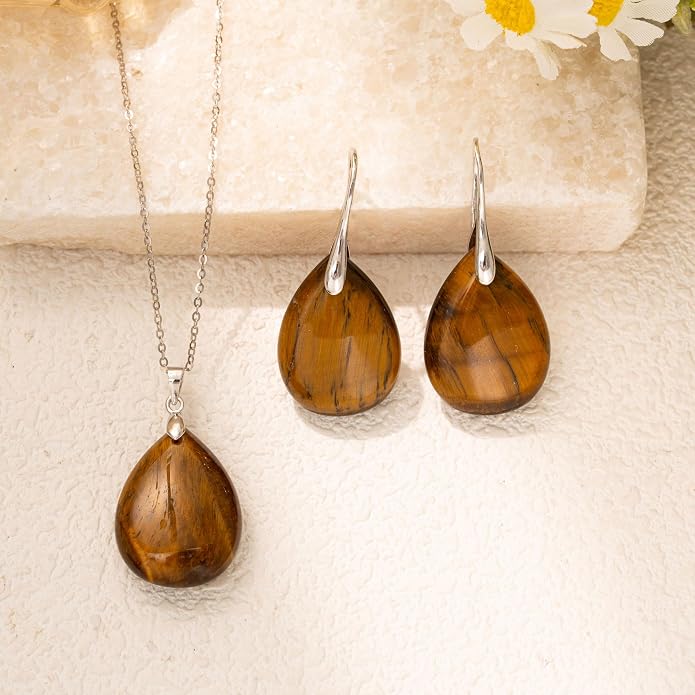 925 Sterling Silver Natural Crystal Agate Dangle Earrings, Waterdrop Teardrop Shape