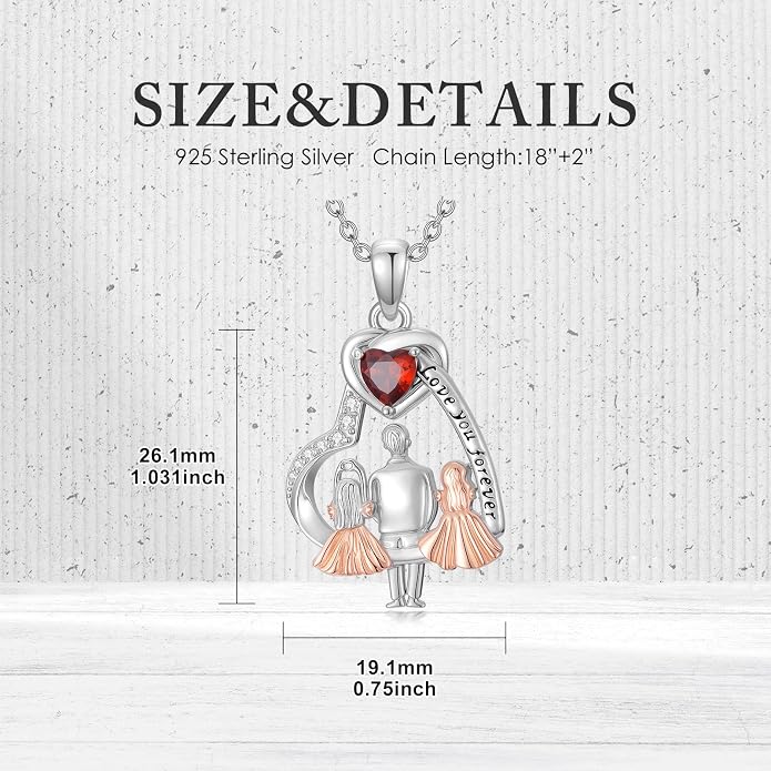 PROESS S925 Sterling Silver Daughter Heart Pendant Necklace from Dad Mom I Love You Forever Jewelry