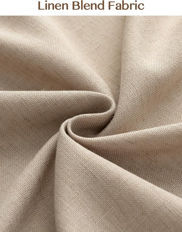THREE GIRLS Pinch Pleated Linen Curtains 84 Inch Length 2 Panels, Light Filtering Linen Blend Drapes 40" W x 84" L, Burlywood Birch Neutral Curtains for Living Room Bedroom with Hooks