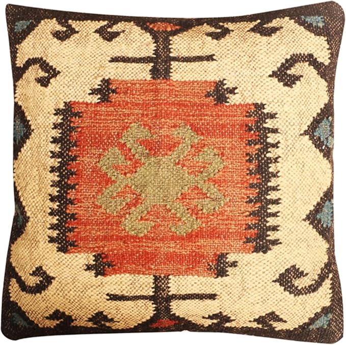 jute kilim cushion Handmade boho throw pillow for living room & Bedroom Eco-Friendly soft and stylish 18*18 inch