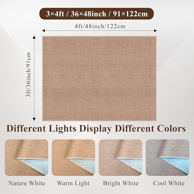 Easy Jute Neutral 3x4 Rug: Machine Washable Non Slip Entryway Kitchen Decor | Textured Rugs for Front Porch - Door Mat Area Rug - Farmhouse Neutral Non Shedding Carpet for Bedroom Living Room (Beige,3x4)