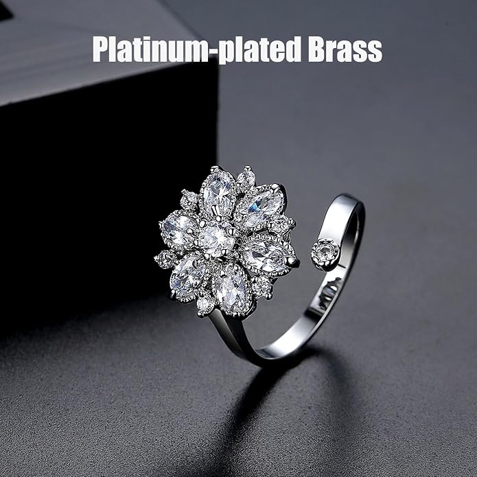 18K Gold Plated Rings for Women and Teen Girls Non Tarnish Cubic Zirconia Fidget Ring Butterfly/Snake/Mesh/Cross/Crown Knuckle Ring Open Adjustable Statement Stacking Chunky Rings