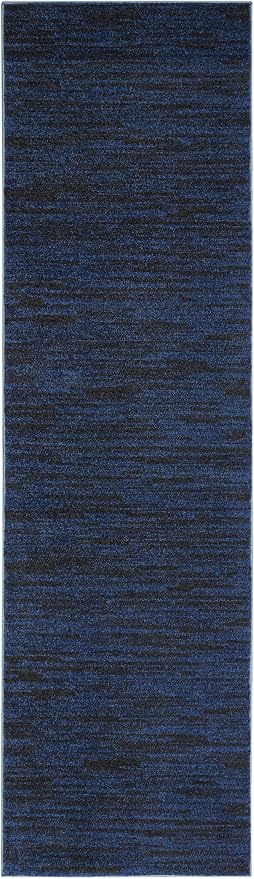 Nourison Home Nourison Essentials Midnight Blue 2' x 6' Area Rug - Easy Clean, Non Shedding, Bed Room, Living Room, Dining Room, Kitchen (6' Runner)