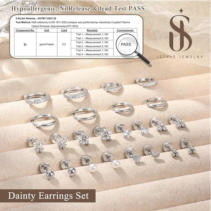 Jstyle Hypoallergenic 14K Gold Plated Stud Hoop Earrings for Women Men Surgical Stainless Steel Flat Back Earrings Small Huggie Hoops Cartilage Earring Set for Multiple Piercing Jewelry Gift for Women