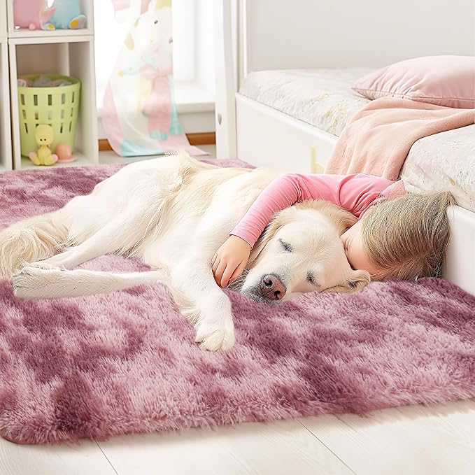 Sour Lemon Area Rugs 9x12 Living Room Bedroom, Large Fluffy Shag Rug | Shaggy Carpet, Soft Plush Furry Bedside Rugs, Anti Slip, Washable Area Modern Rugs Floor Mat for Kids Girls Boys Living Room