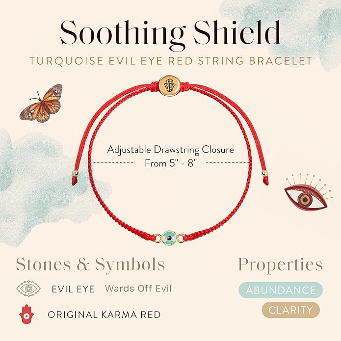KARMA AND LUCK Adjustable Red String Bracelet, 18K Charm for Women, Handmade in Bali for Luck & Success
