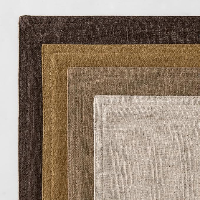 MIULEE Neutral Gold/Brown Boho Linen Pillow Covers 18x18 Inch Pack of 4 | Natural Decorative Throw Pillow Covers Soft Farmhouse Couch Pillowcases Modern Decor for Living Room Bed Sofa