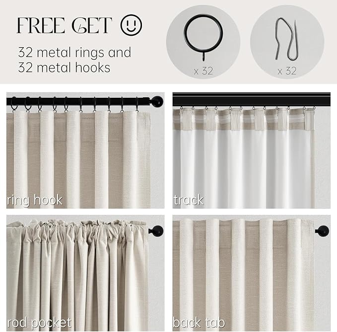 Cream Birch Blackout Curtains 72 Inches Extra Wide for Living Room 70 Inch Large Window Treatment Ivory Bedroom Window Curtain 84 Inch Long Thermal Room Darkening Heavy Drapes (72"W x 84"L 1 Panel)