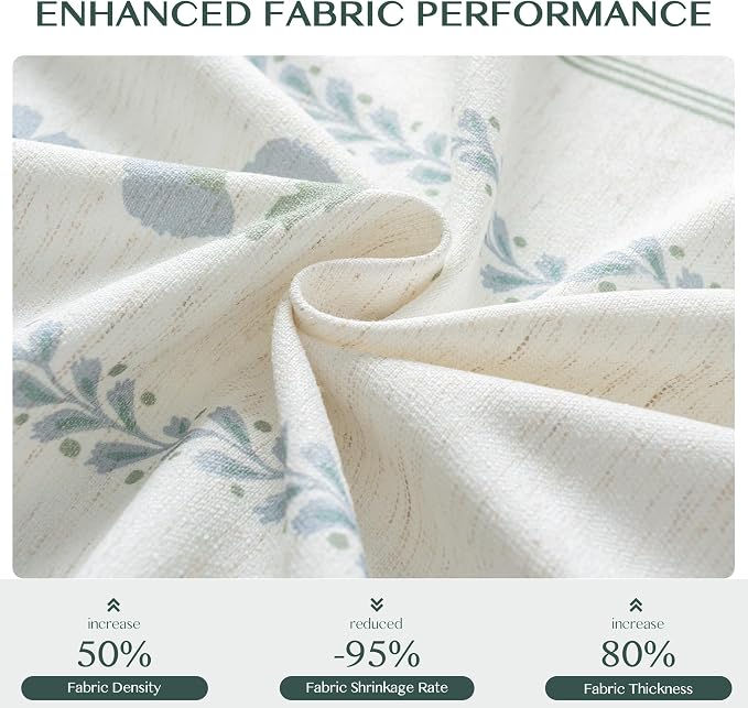 Pinch Pleated Curtains for Living Room Bedroom Dining Room - 90 Inches Light Filtering Floral Curtains Luxury Linen Drapes Farmhouse Window Curtains with Hooks - 2 Panels Set, 40" W x 90" L