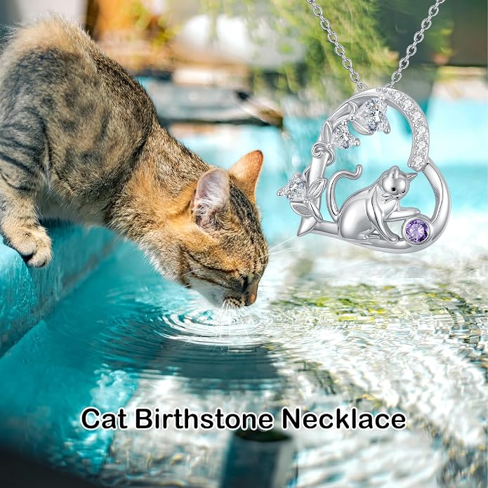 PELOVNY Teddy Bear Necklace for Women 925 Sterling Silver Bear/Highland Cow/Fox/Cat/Axolotl Birthstone Necklace Christmas Birthday Jewelry Gifts for Mom Daughter Wife Sister