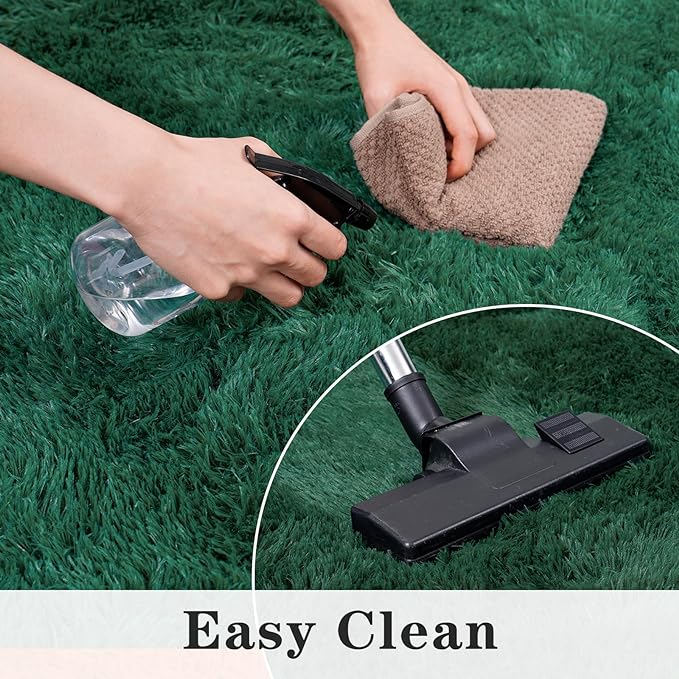 Green Rug for Living Room Bedroom, 8x10 Soft Shaggy Dark Green Area Rugs | Large Plush Fluffy Upgrade Non-Slip Forest Hunter Green Rug for Classroom Nursery Kids Room Home Decor, Indoor Floor Carpet