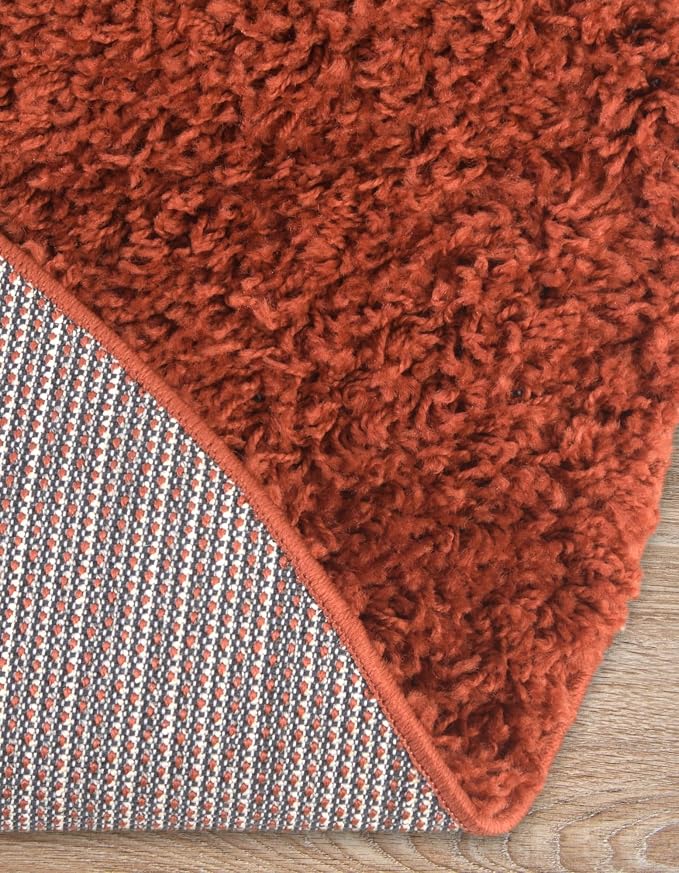 Unique Loom Solid Shag Collection Area Rug (3' 1" x 5' 3" Oval, Terracotta)