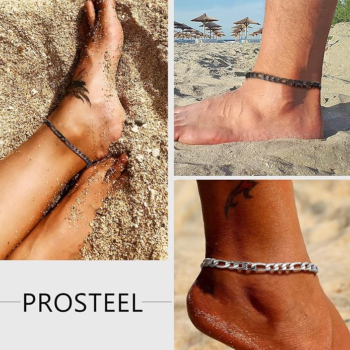 PROSTEEL Gold/Silver Anklets for Women Waterproof, 14K Gold Plated Ankle Bracelet Non Tarnish, Jewelry Gifts Adjustable