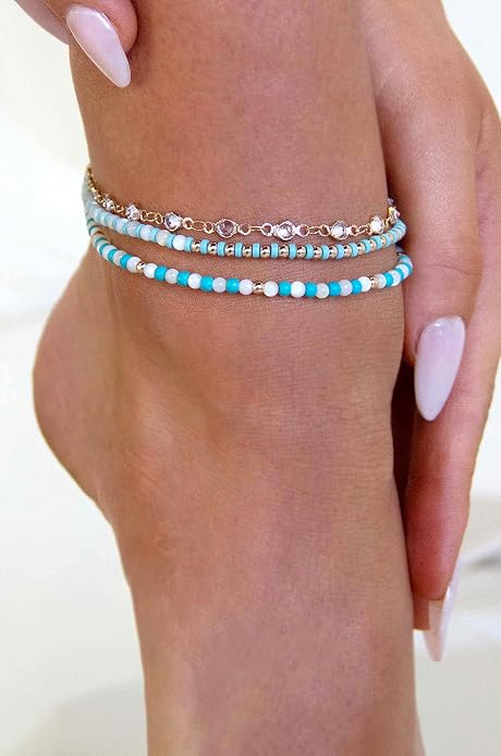 Ettika Anklets for Women. Anklet, 18k Gold or Rhodium Plated. Ankle Bracelets for Women, Jewelry
